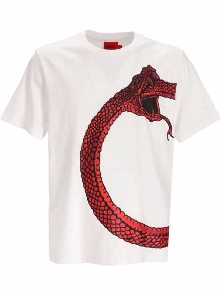 Camiseta de estampado de serpiente Hugo blanco