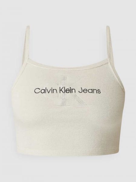 Crop top Calvin Klein Jeans beżowy