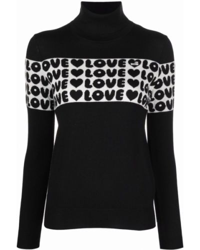 Jersey con estampado de tela jersey con corazón Love Moschino negro