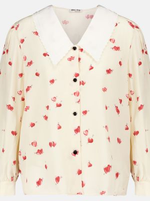 Копринена блуза Miu Miu бяло