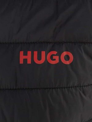 Pikowana kurtka z kapturem z nadrukiem Hugo czarna