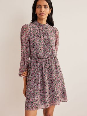Платье мини с воротником стойка Boden розовое