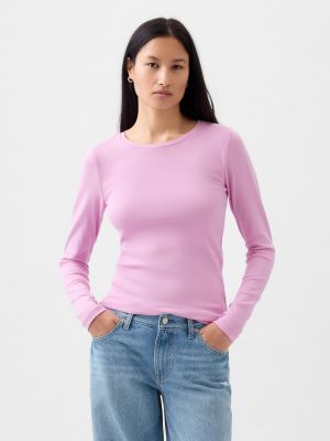 Tričko s dlouhým rukávem s dlouhými rukávy Gap růžové
