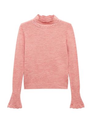 Меланжов пуловер Mango розово