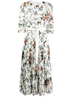 Plissert trykt floral dress Erdem hvit