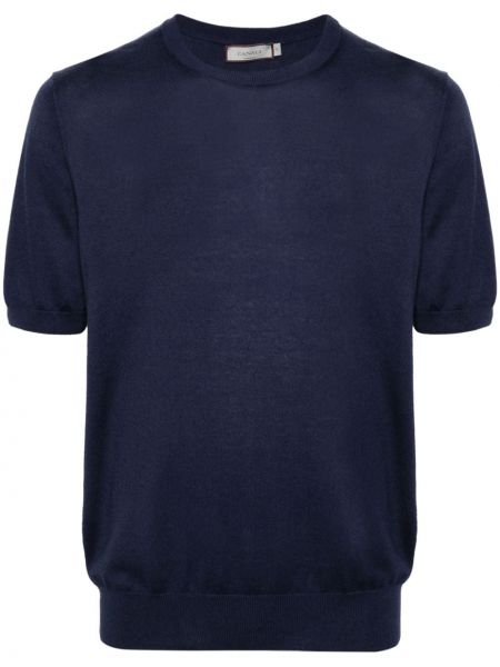 Pletena bombažna majica Canali modra