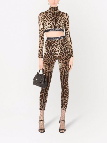 Top con estampado leopardo Dolce & Gabbana marrón