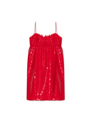 Sukienka mini z cekinami Ganni czerwona