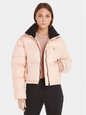 Pernata traper jakna Calvin Klein Jeans ružičasta