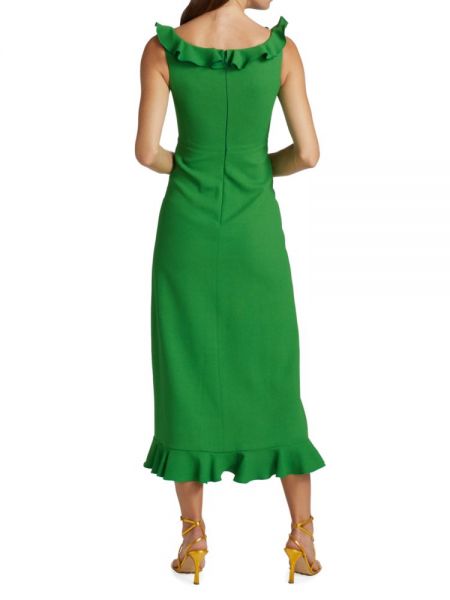 Платье миди с рюшами Giambattista Valli зеленое