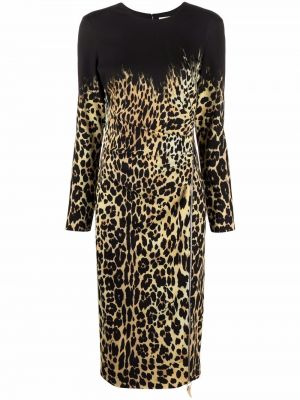 Вечерна рокля с принт с леопардов принт Roberto Cavalli