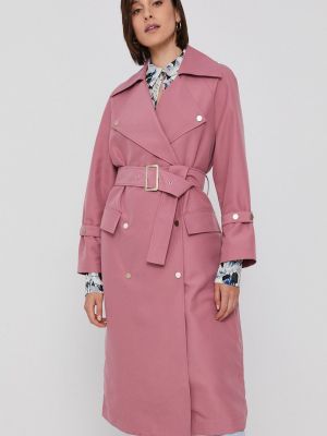 Kabát Armani Exchange dámský, růžová barva, přechodný, dvouřadový