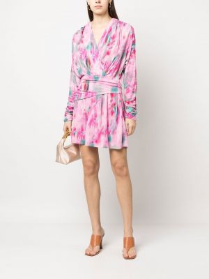 Mini šaty s potiskem s abstraktním vzorem Iro růžové