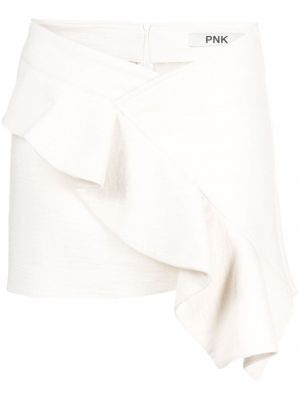Drapiruotas asimetriškas mini sijonas Pnk balta