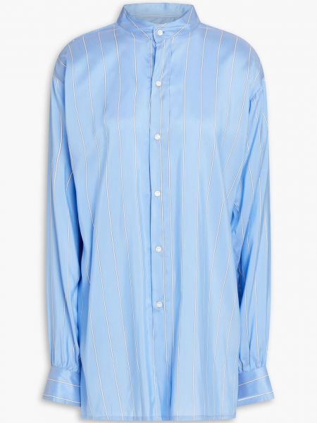 Шелковая рубашка в полоску Le Kasha синяя