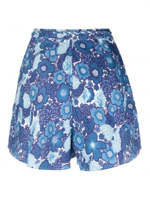 Shorts en lin à fleurs à imprimé Faithfull The Brand bleu