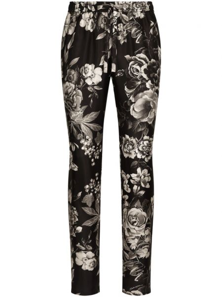 Копринени спортни панталони на цветя с принт Dolce & Gabbana