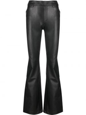 Kožené kalhoty s vysokým pasem z polyesteru Spanx - černá
