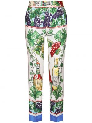 Rovné kalhoty s potiskem Dolce & Gabbana bílé