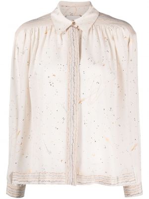 Bluză de mătase cu imagine cu stele Alysi bej