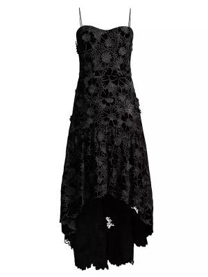 Бархатное платье миди в цветочек с принтом Ungaro черное