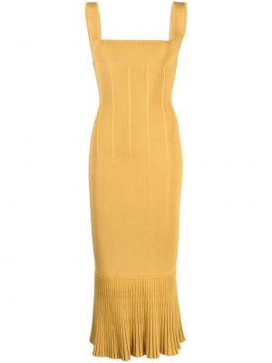 Pletené midi šaty Galvan London žluté
