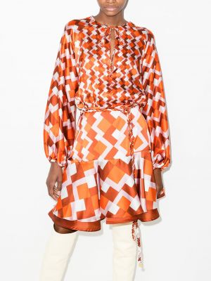 Raštuotas šilkinis suknele Silvia Tcherassi oranžinė