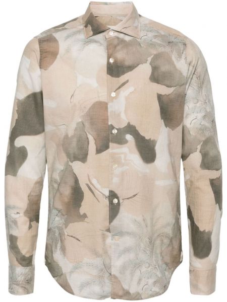 Abstrakte langes hemd aus baumwoll mit print Tintoria Mattei beige