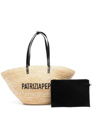 Плажна чанта бродирани Patrizia Pepe бежово