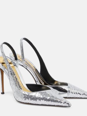 Pantofi cu toc slingback Alexandre Vauthier argintiu