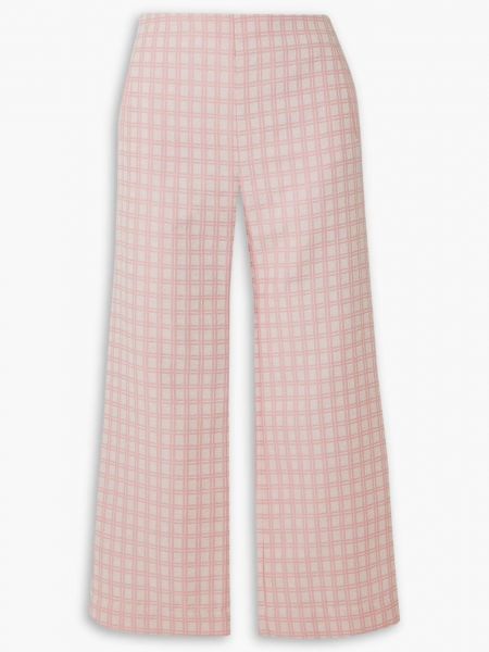 Укороченные брюки прямого кроя из смесового хлопка и букле-жаккарда в клетку Lisa Marie Fernandez розовый