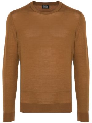 Sweter wełniany Zegna brązowy