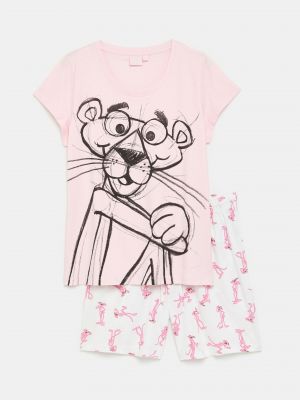 Короткая пижама с принтом Pink Panther из чистого хлопка для женщин Nymos, пудрово-розовый
