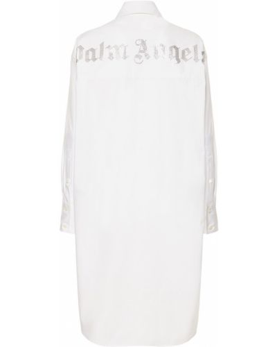 Памучна мини рокля Palm Angels бяло