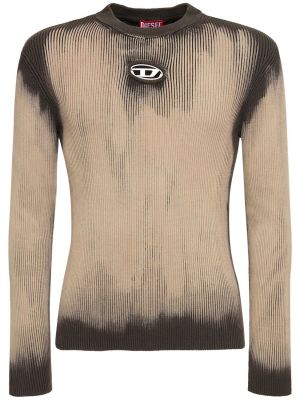 Sweter slim fit bawełniany Diesel beżowy