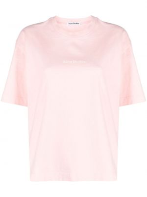 Koszulka z nadrukiem Acne Studios różowa