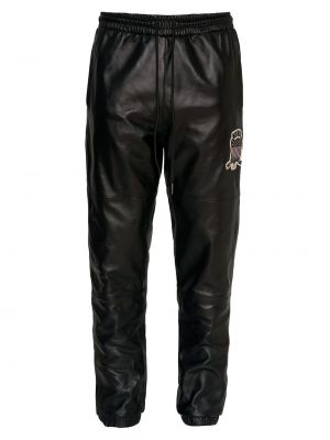 Кожаные спортивные брюки с логотипом Avirex черный