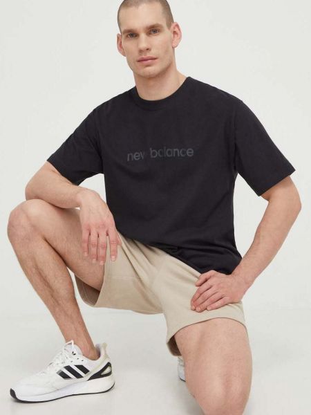 Pamučna majica New Balance crna