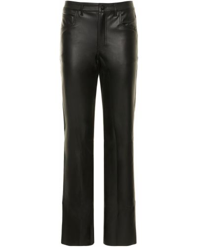 Pantaloni cu nasturi din piele cu fermoar Alix Nyc - negru