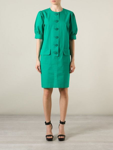 Vestido de cuello redondo Yves Saint Laurent Pre-owned verde