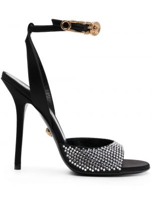 Sandali con cristalli Versace nero