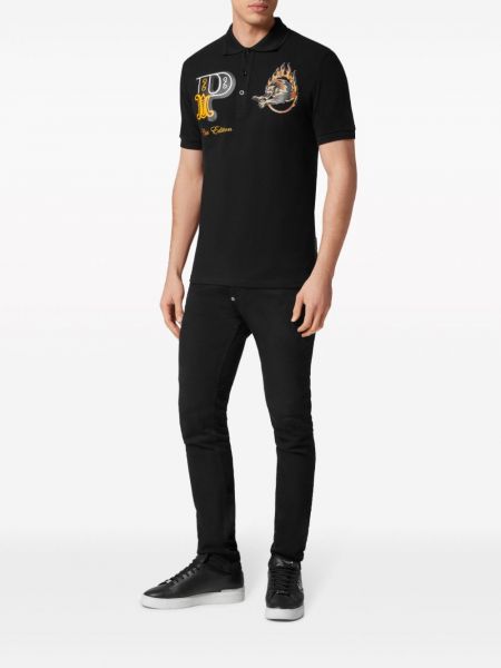 Medvilninis polo marškinėliai Philipp Plein juoda