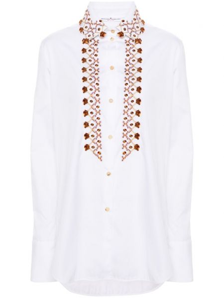 Βαμβακερό πουκάμισο με κέντημα Ermanno Scervino λευκό