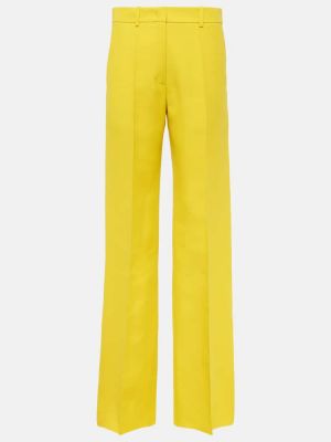 Pantalon droit taille haute en crêpe Valentino jaune