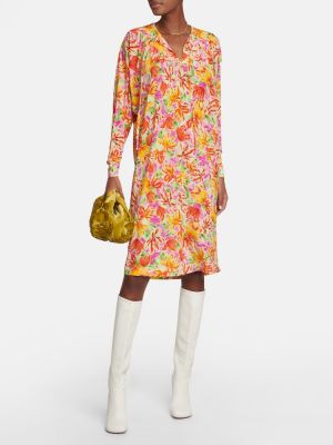 Jersey midi obleka s cvetličnim vzorcem s potiskom Dries Van Noten