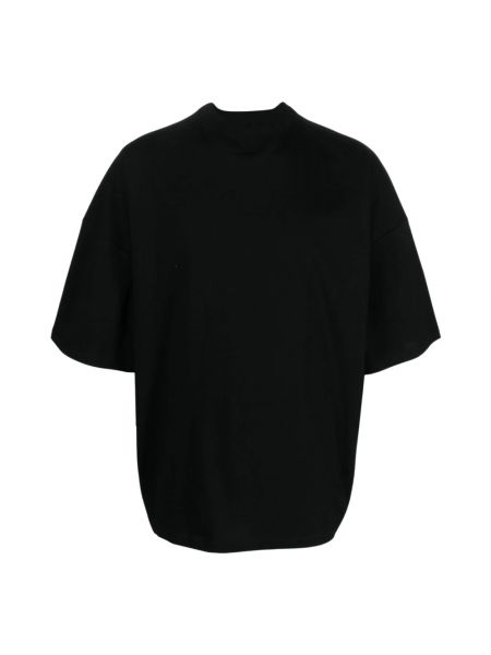 Koszulka bawełniana z okrągłym dekoltem Jil Sander czarna