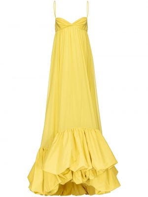 Koktel haljina s v-izrezom s volanima Pinko žuta