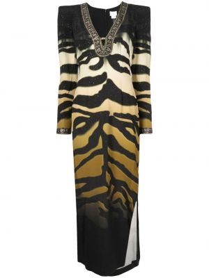 Večerna obleka s potiskom s tigrastim vzorcem Camilla