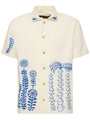 Βαμβακερό λινό πουκάμισο με κέντημα Andersson Bell μπεζ