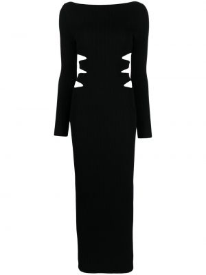 Bavlněné pletené šaty s dlouhými rukávy Victor Glemaud - černá